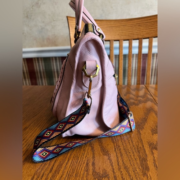 Blush Pink orYANY Women's leather Sarah Handbag Beautiful whipstitch detail EUC - Picture 5 of 16